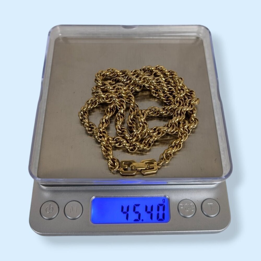 Vintage Long Gold Tone Round Link Rope Chain - Picture 6 of 6